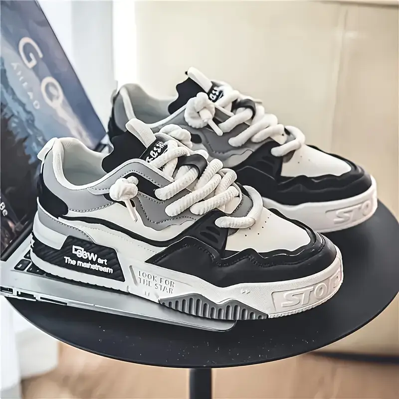 1 par de zapatillas casuales para hombre - cómodas zapatillas de skate de con forro de transpirable, de pvc , versátiles para viajes , caminatas y atuendos casuales, zapatillas de skate, calzado de viaje, zapatillas modernas, forro de interior Detalles del producto 3
