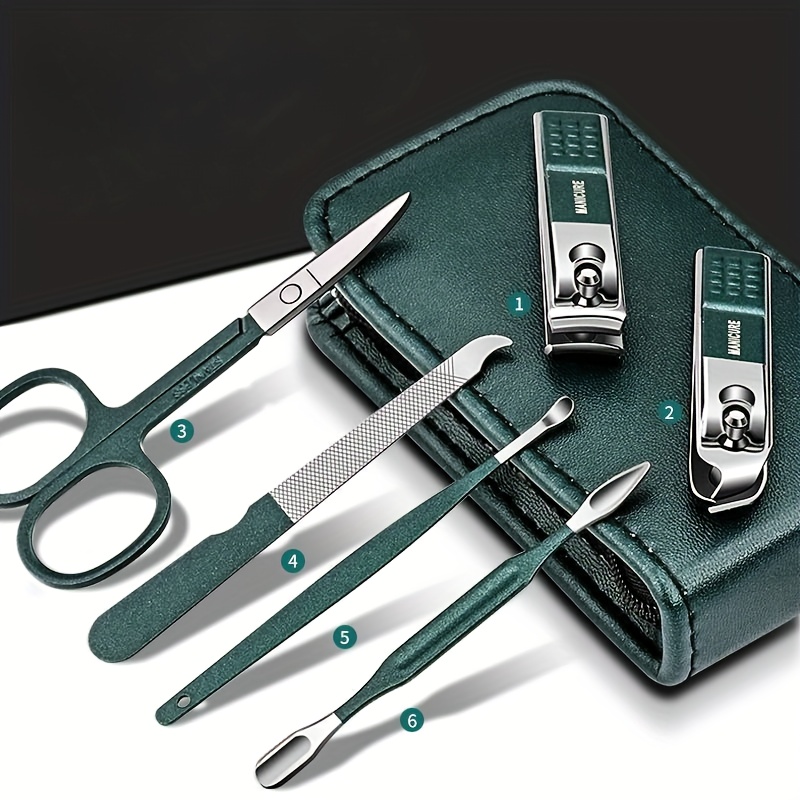 set di unghie in acciaio inossidabile da 6 pezzi, strumenti per   delle unghie con stuzzicadenti, portatile, senza alcool