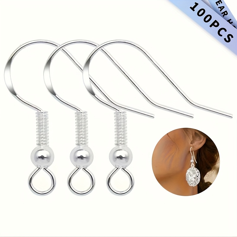 

Lot de boucles d'oreilles en cuivre plaqué argent avec fermoirs à crochet, adaptées pour la fabrication de bijoux