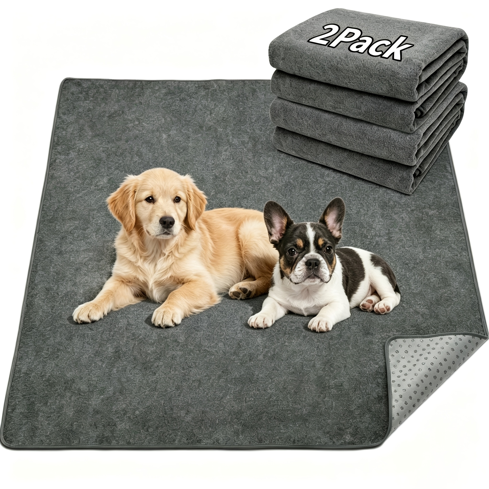 TEMU 2 Packs Reusable Dog Mat, Non-slip Washable Pee Pads For Dogs, Fast Absorbent Pet Whelping Pads, Puppy Playpen Mat For Incontinence, Housebreak,