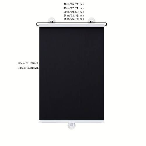 1pc all black sunshade roller shade glass sun protection heat insulation light blocking curtain suction cup installation no drilling required extendable sun shield