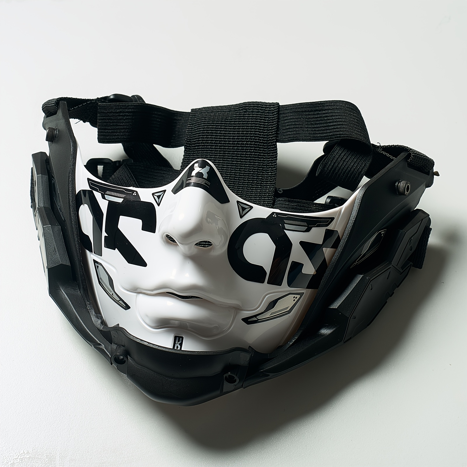 TEMU Cyber- Men Cosplay Costumes Half Face Mechanical Mask Halloween Mechanical Mask Cos Future Style Mechanical Soldier Mask Music Festival Party