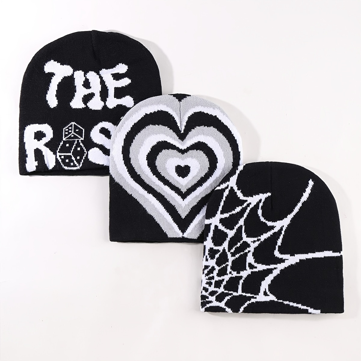 

3pcs Hip Hop Beanie Caps - Y2k Fashion, Knit, Outdoor Hat For , Fits Most, Hip Hop Beanie, Stylish,, Warm Thermal Protection