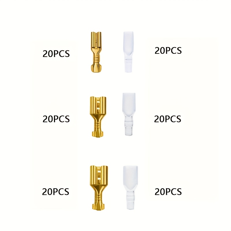TEMU 120pcs Car Speaker Wire Connectors - 2.8mm, 4.8mm, 6.3mm Female Crimp Terminals With Sheath, Non-insulated Copper Connectors For Audio Systems,