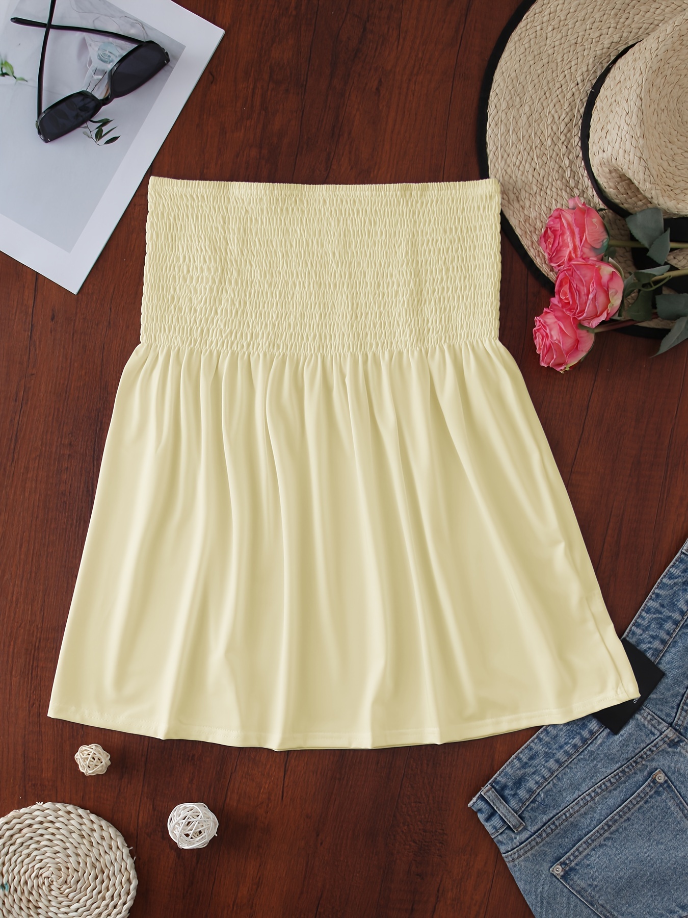 Women's Elegant Off-Shoulder Crop Tube Top - Stretchy Solid Color Short Sleeve Blouse with Ruching Detail, Machine Washable for Spring Summer Fall Casual & Dressy Outfits, Crop Top Blouse, Seasonal Fashion, Flowy Fabric, Comfortable Fit