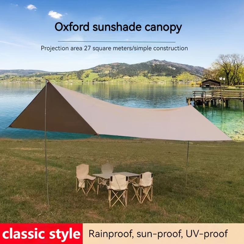 

Oxford Sunshade Canopy Tent, Portable Camping & Picnic Uv-resistant Rainproof Awning, Classic Style With Thick Canopy Poles For Outdoor Shelter