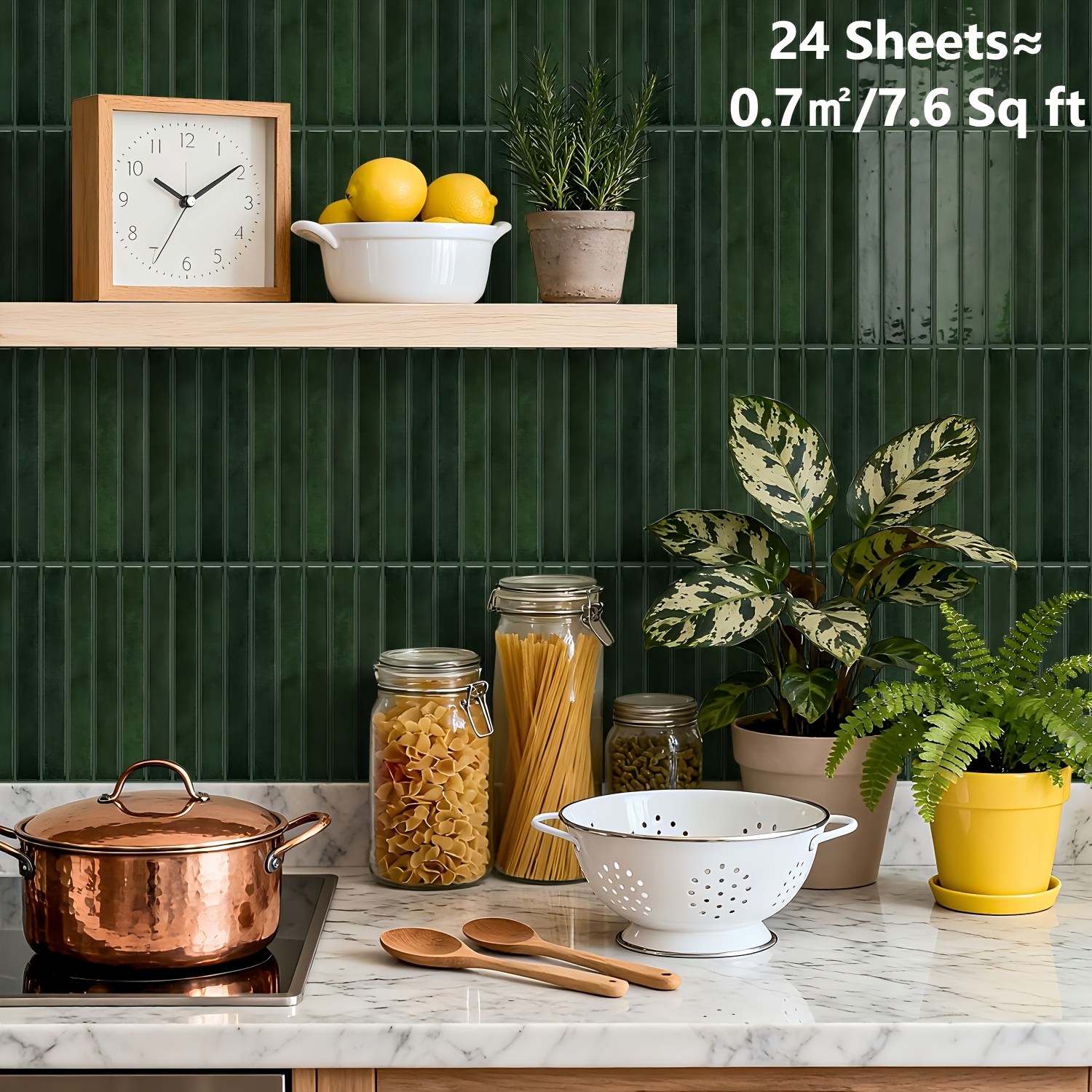 E-shop 12/24 Stück 3D Mosaik Selbstklebende Wandaufkleber, Abziehen & Aufkleben Tapete, Ideal für Wohnzimmer Küche Badezimmer Essbereich Dekor