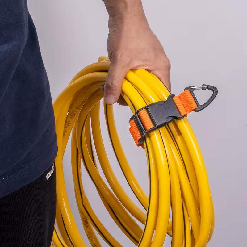 5 8 pack 17 72 inch orange adjustable extension organizer with 3 carabiner clips heavy duty polypropylene management straps for studio and garage organization secure cable storage clutter free extension holder convenient design details 1