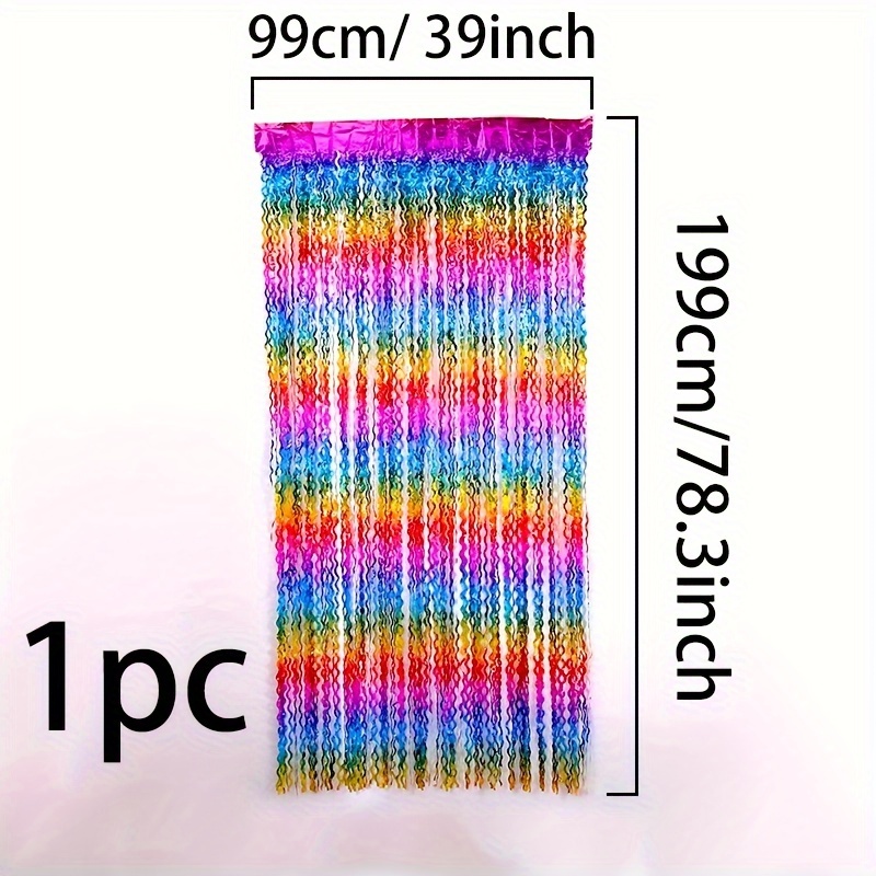 Image of 1pc Of Colorful Crescent-shaped Gradient Mirror Tassel Birthday Streamers, Festive Decoration Supplies For Birthdays, New Colorful Tassels For Celebrations, Birthday-themed Colorful Party Decorations