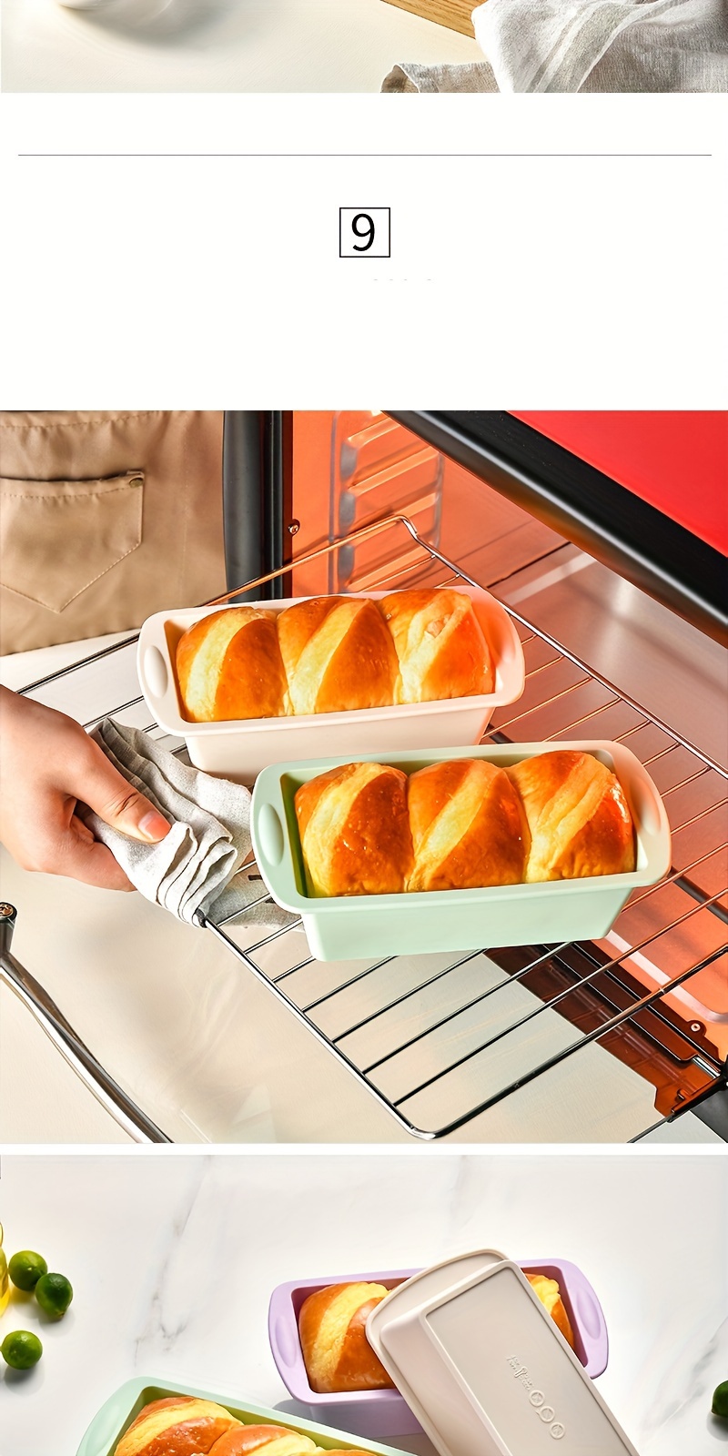 4pcs silicone loaf pans baking bread   making tool non stick bakeware oven accessories baking tools kitchen accessories details 7