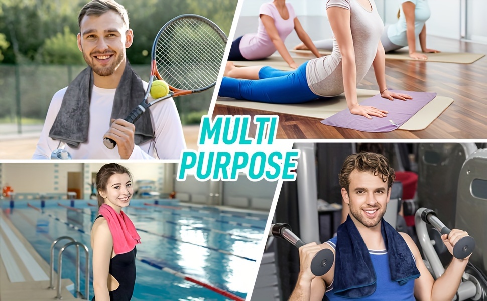 4pcs Microfiber Sports Towels for Men & Women - Quick Dry, Super Absorbent Sweat Towels for Gym, Yoga, Golf, Camping | Ideal Fitness Gift Set