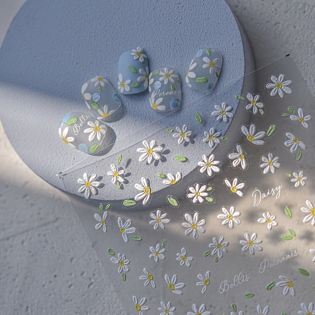 Fresh And Fairy- Nail Stickers, 3d Embossed Daisies + Instagram-style Nail Decals