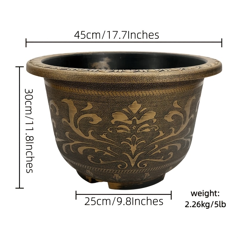 TEMU -buy 1 Get 1 Free, Total Of 2pcs, 17 Inches Resin Flower Pots With Drainage Holes, Painted With Thick And Durable Pots, Garden Supplies