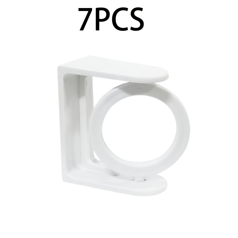 TEMU 7-pack White Telescopic Rod Fixing Brackets, Multi-functional No-drill Hooks For Kitchen And Bathroom, Swivel Hooks, Shower Curtain Rod Angled ,