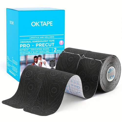 OK TAPE PRO Kinesiology Tape - Pre-Cut Latex Free Athletic Tape For Sports Recovery