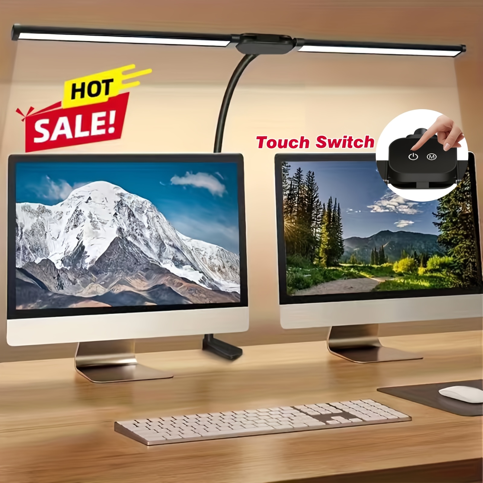 TEMU Metal Touch Control Led Desk Lamp, 360° Adjustable Gooseneck Foldable Double Head Usb Powered Reading Light, Smooth Metallic Surface, Eye-