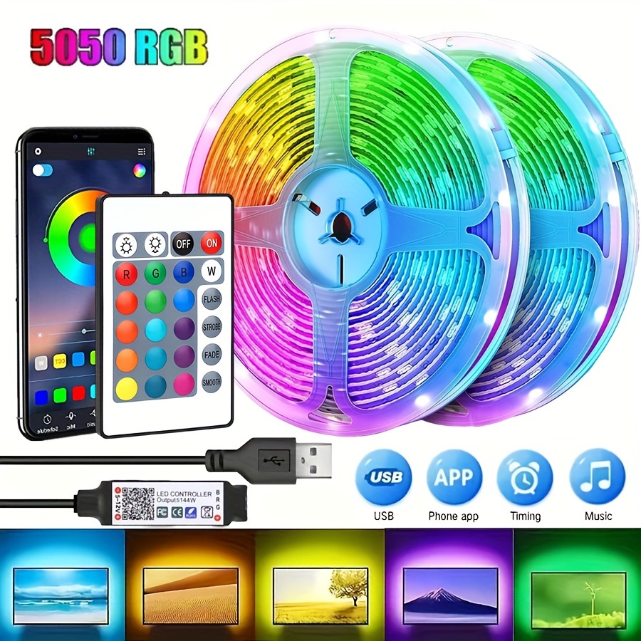 65.6ft/20m Multi Color Chasing RGB Long LED Strip Light Kit