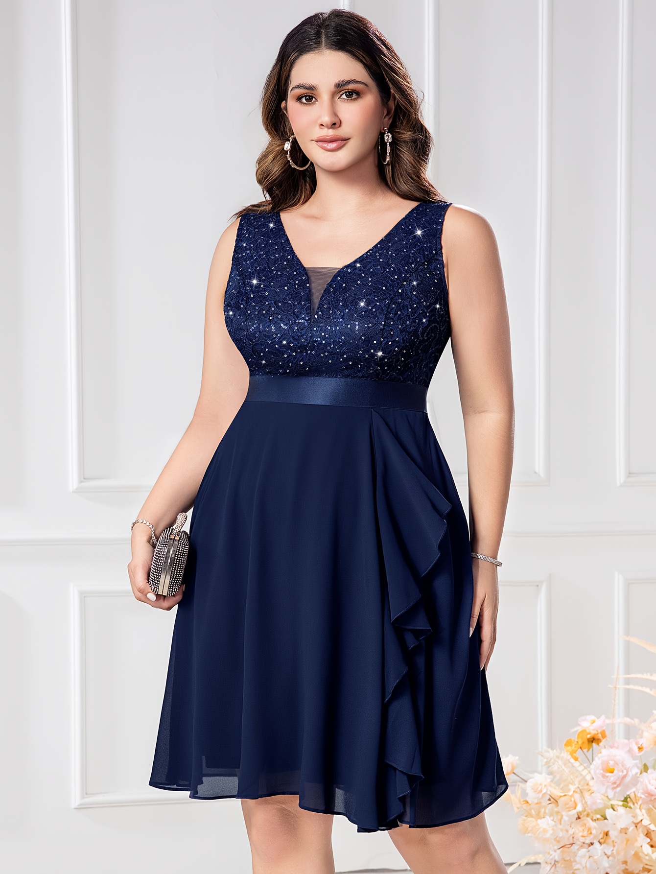 Plus Size - Plus Size - Elegant Spring And Summer Plus-Size Sleeveless Lace  And Chiffon * Dress for Parties And Banquets