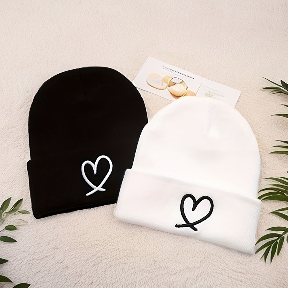 

Women's Lightweight Embroidered Heart Knit Beanie - Fit - Warm & Fashionable For Fall/winter