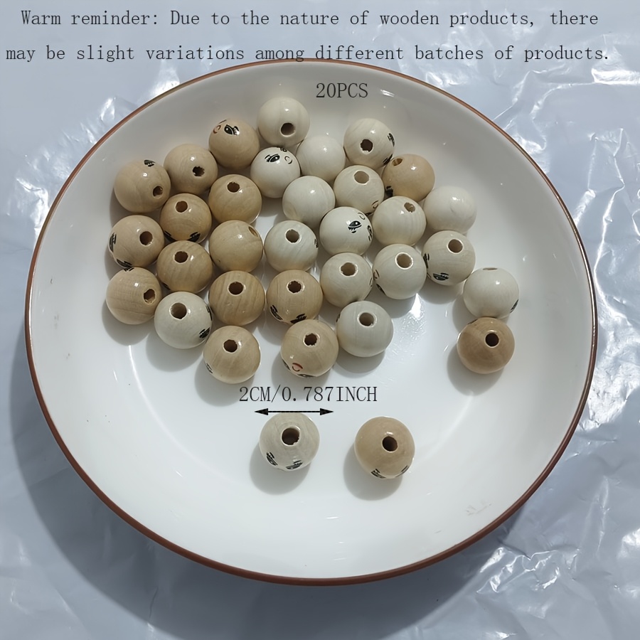 Image of 20mm Premium Wooden Beads With Big Eyes - Natural , , Perfect For Crafts, Jewelry Making, And Home Decor, Craft Beads| Design|smooth Texture, Wooden Beads For Crafts