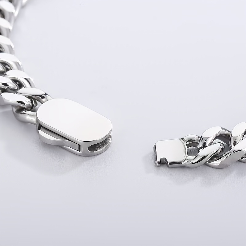 Men's Polished Stainless Steel Cuban Link Chain Necklace