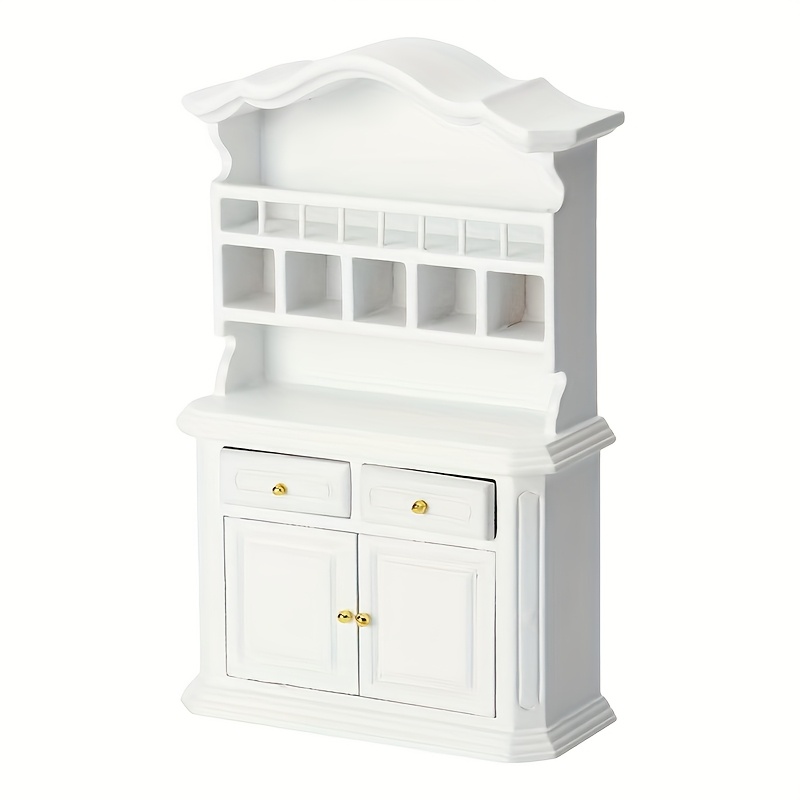 Image of 1:12 Miniature Model Dollhouse Miniature Crafts European Style Storage Display Cabinet Two-compartment Bookcase Furniture Ornaments 《collectible Dolls》