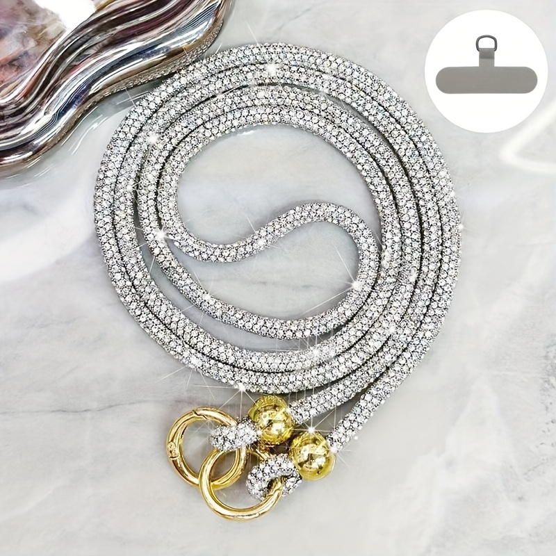 1pc Luxury Rhinestone Phone Lanyard Long Crossbody Cellphone Strap Shoulder Bag Charm, Diy Wallet Making, Outdoor Backpack Pendant Decoration, Best Gift, Diy Wallet Making