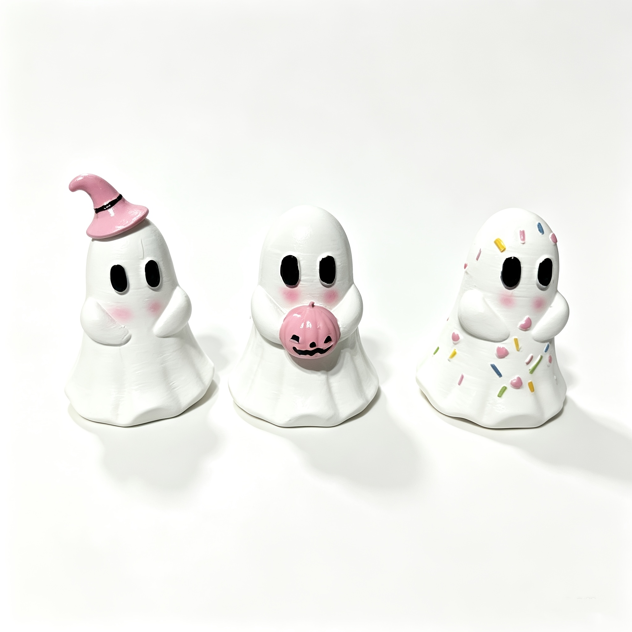 TEMU 3pcs Pastel Halloween Sculptures, Pinkish- Summer Halloween Tabletop Decorations, Layered Tray Ornaments Pastel Resin Sculptures