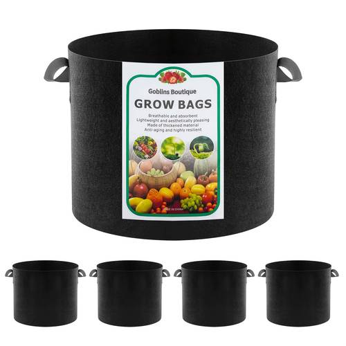 5pcs 15 20 gallon heavy duty thickened aeration fabric grow bags suitable for vegetables tomatoes potatoes fruits flowers reusable non plant pots with handles outdoor raised bed garden bags for balcony