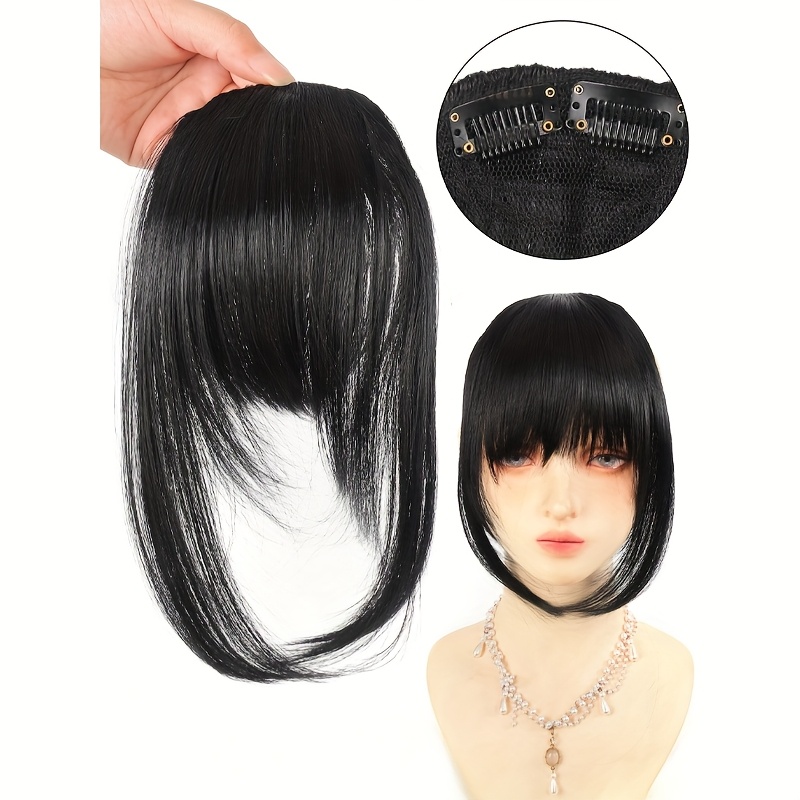 TEMU Synthetic Bangs Natural Forehead Wig Bangs Clip Wig -piece Real Cartoon Bangs Invisible Wig