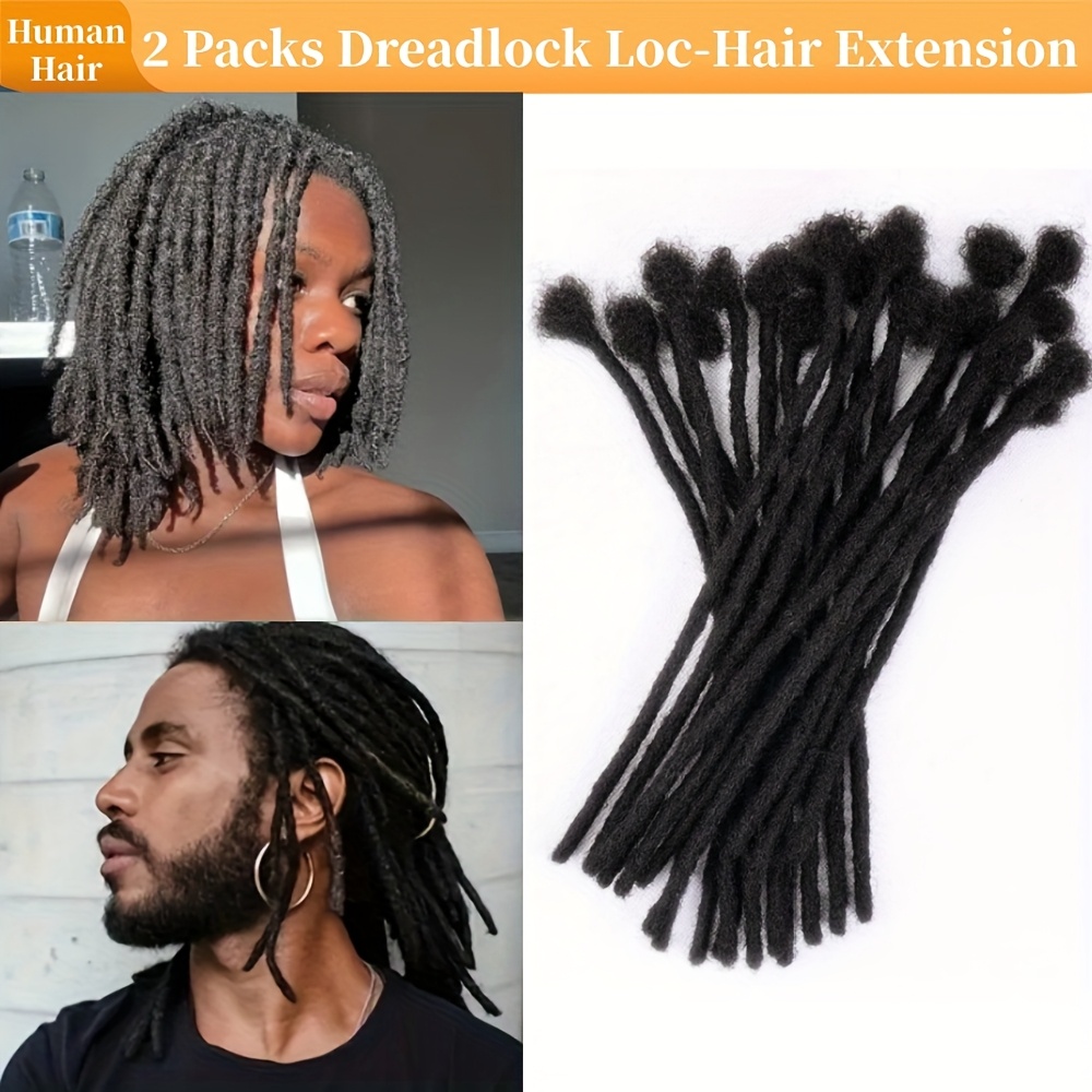 TEMU Lot de 2 Extensions de Cheveux Humains Afro Dreadlock pour Femme/Homme 0,6 cm 20 Mèches Entièrement Faites à Peuvent Être Teintes et Décolorées