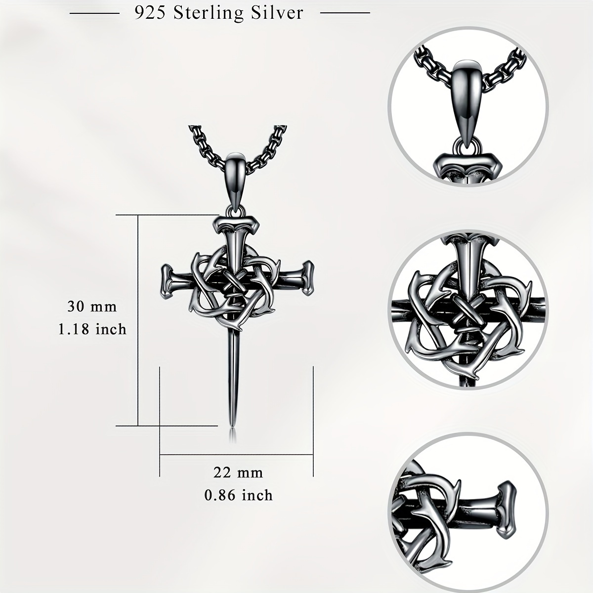 Swordgod Black Nail Cross Necklace Image 3