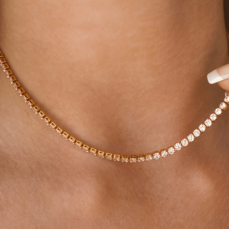 TEMU 1 stuks Luxe Mode Tennis Accessoire, Dames Ketting