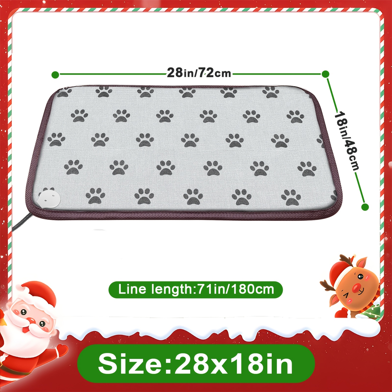 TEMU Pet Heating Pad With Plug, Dog Crate Thermal Mat, Temperature Pet Electric Heating Pad, No Remote Control, Indoor Cat And Dog Mat, Black Friday