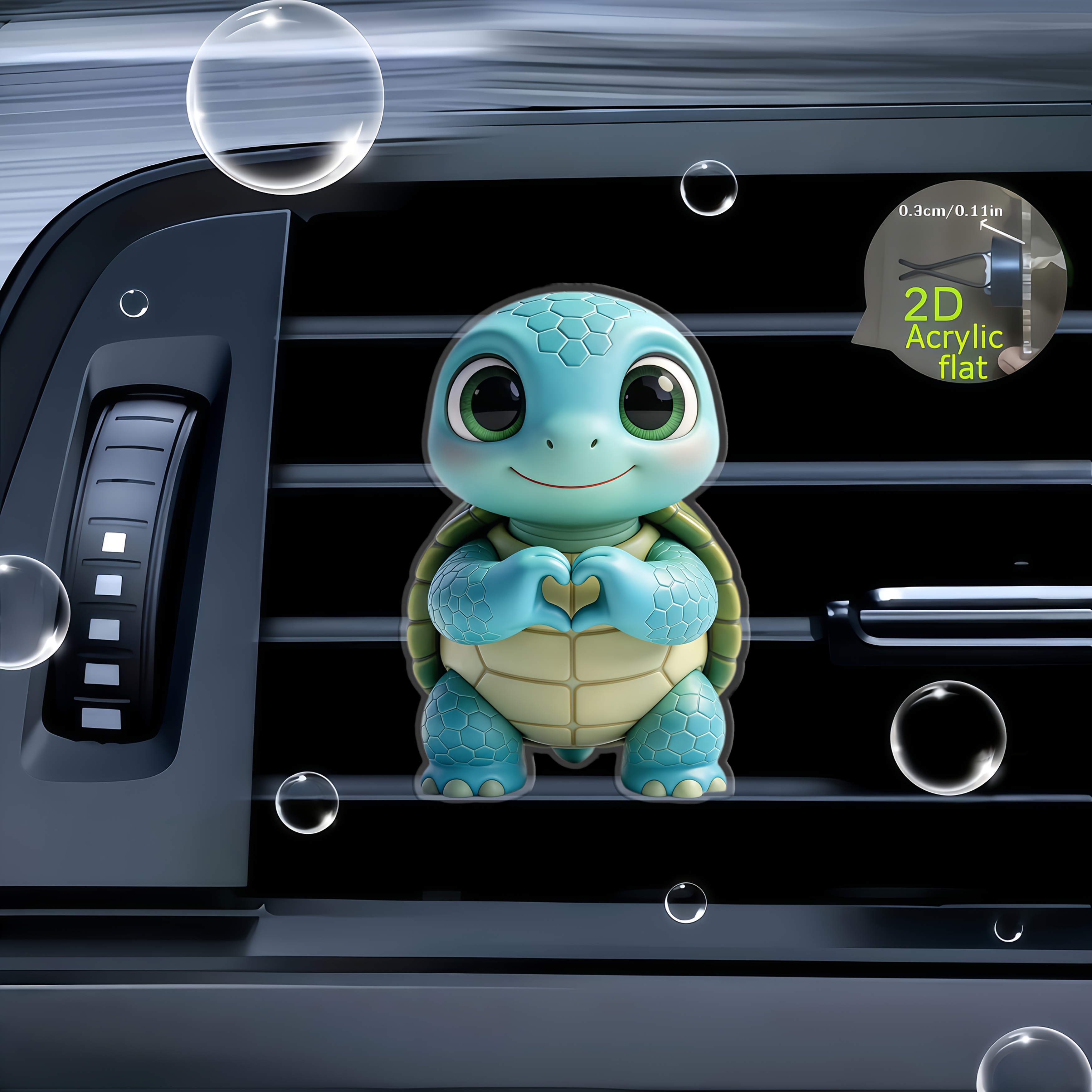 TEMU 2d Flat, 1pc -shaped Turtle Pattern Car Air Freshener Ornament / "no Fragrance" / Vent Type Air Freshener - "no Fragrance Source", Equipped With