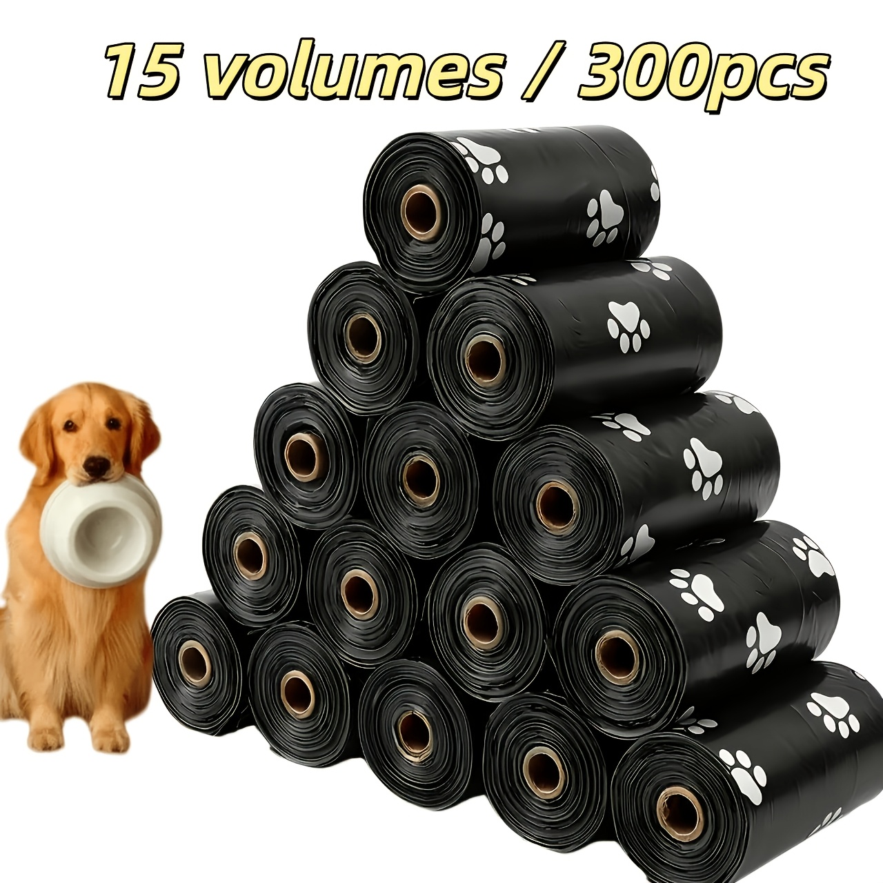 300pcs 15 rolls thick dog   bags leak proof pet waste bags for dog outdoor walking   print