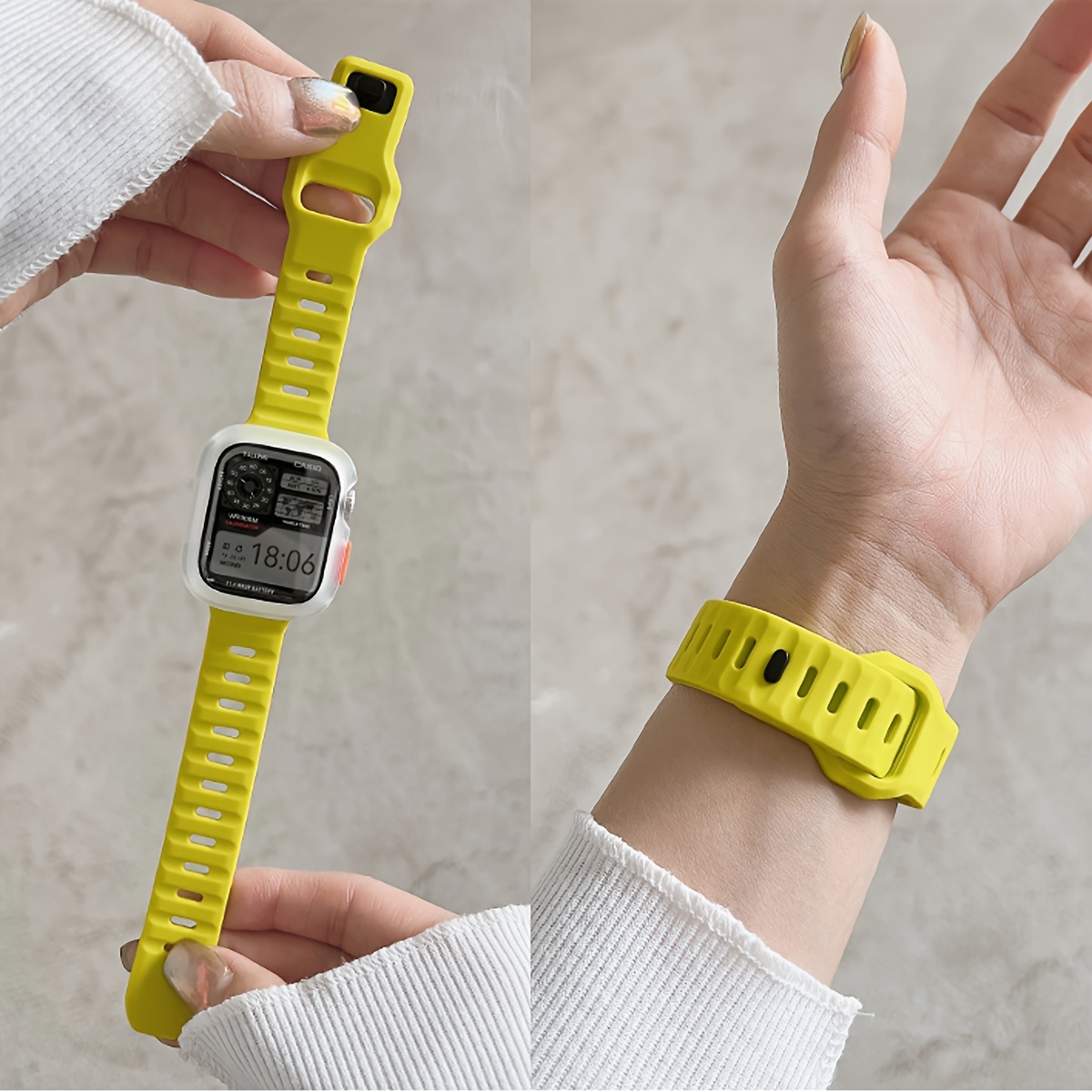 2pcs for Apple Watch Band & Case Combo - Adjustable Silicone Sport Strap with Hollow-Out Soft Protective Cover, Breathable Comfort Fit for Series 1-11/Ultra/SE, 38-49mm, Compatible with 40/41/42/44/45/46/49mm, Durable Protective Case Accessories