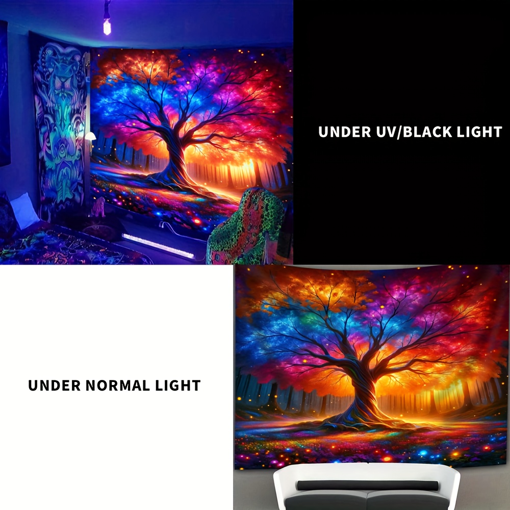 Magic Life Tree Uv Black Light Fluorescent Tapestry For Room Decor_voghion.com