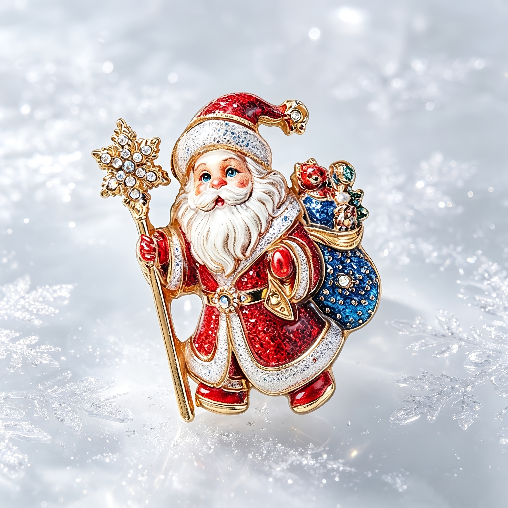 TEMU 1pc Fine Glitter Santa Claus Brooch - Red & Golden Suitable For Christmas Outfits, Winter Wear, December Birthstone Accessory, Unisex For ,