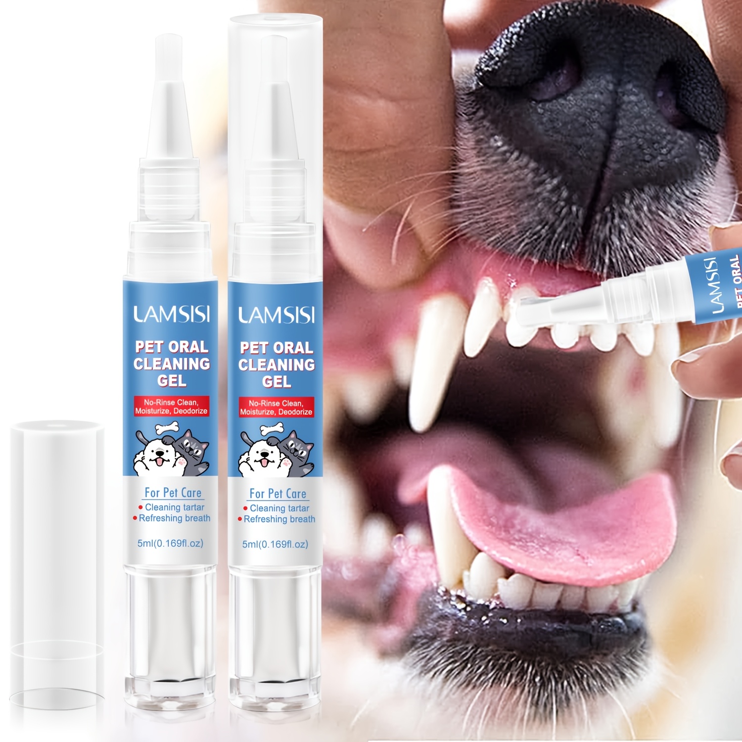 

1pc Dog Teeth Cleaning Gel With Soft Brush Head - Plastic Oral Care For Dogs And Cats - Non-electric Dental Hygiene Gel For And Gum Health - Easy Application Pet Dental Cleaner