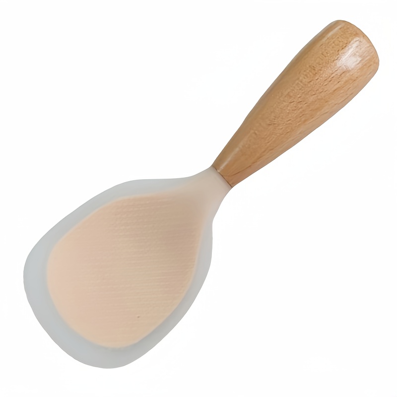 1pc Heat-Resistant Silicone Spoon with Wooden Handle - Nonstick Kitchen Utensil for Pans, Rice Cookers & Cooking - Durable, Easy to Clean, Perfect for Home, School & Dorm Use, Heat Resistant Spoon