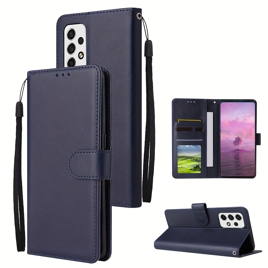 Husă Telefon - Portofel cu Slot Card, Funcție Magnetică Flip, Husă din Piele Ecologică pentru Samsung Galaxy S23 Ultra S22 Plus S21 S20 FE A13 A14 A33 A34 A51 A52 A53 A54 A71 cu Șnur de Mână, Husă Anti-cădere