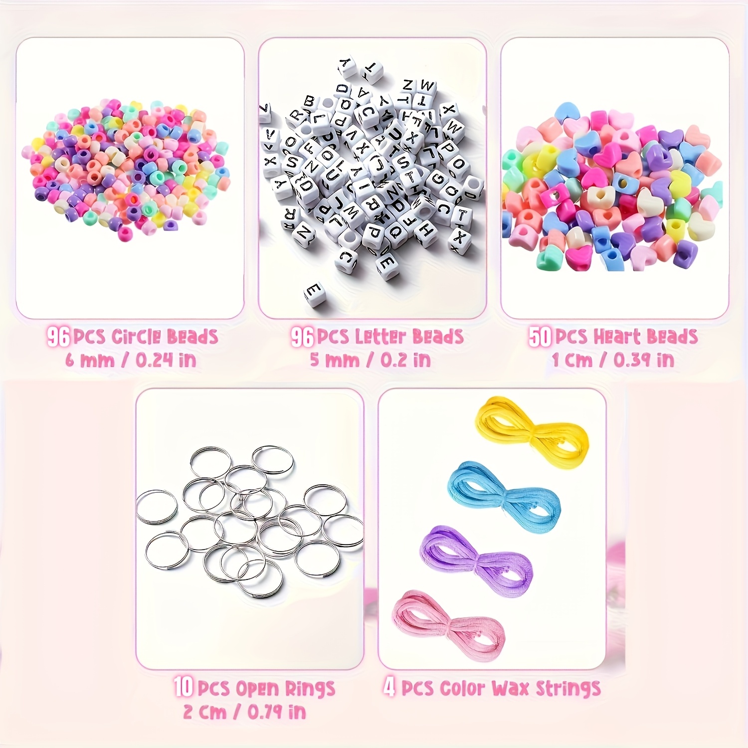 TEMU Kit para hacer llaveros de 256 piezas, peso total de 300G, serie macaron suaves, juego de combinación premium. Cuentas transparentes de y