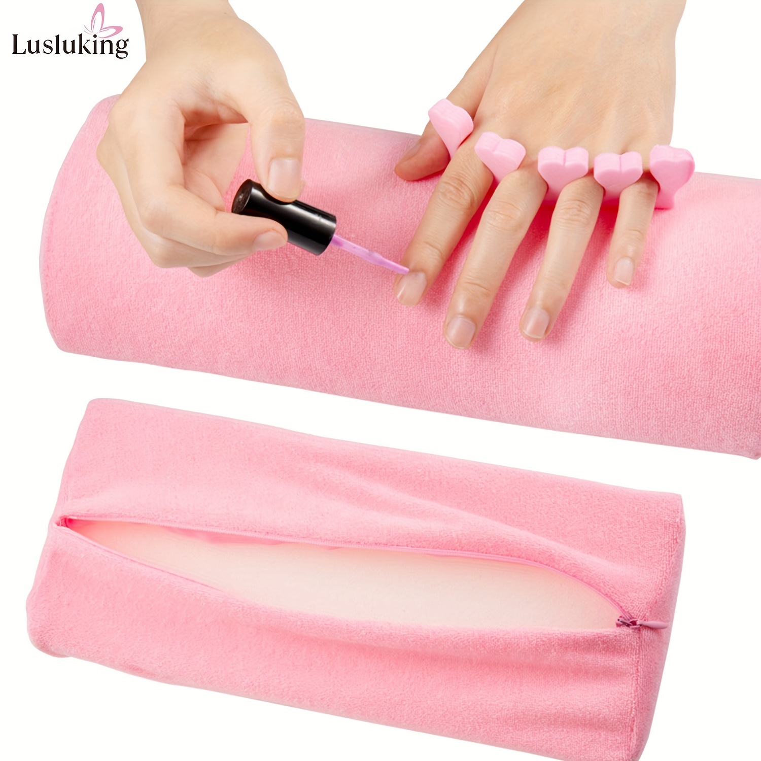 

Lusluking Soft Sponge Nail Arm Rest Cushion For Acrylic Nails - Pink, Detachable & Washable Manicure Holder -shaped Finger Protectors, -free