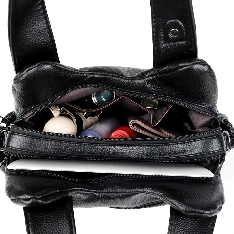 Ethnic Style PU Women'S Shoulder Bag, Trendy Women'S Tote Bag, Double-Layer Main Compartment Handbag, Suitable for Commuting, Shopping, Dating, Traveling, And More