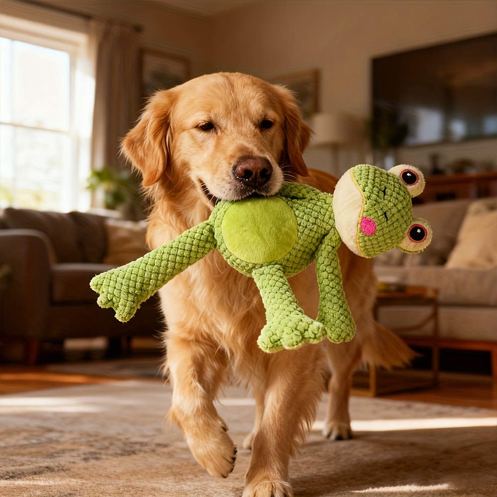 Interactive Squeaky Plush Frog Dog Toy with Chew-Resistant Design