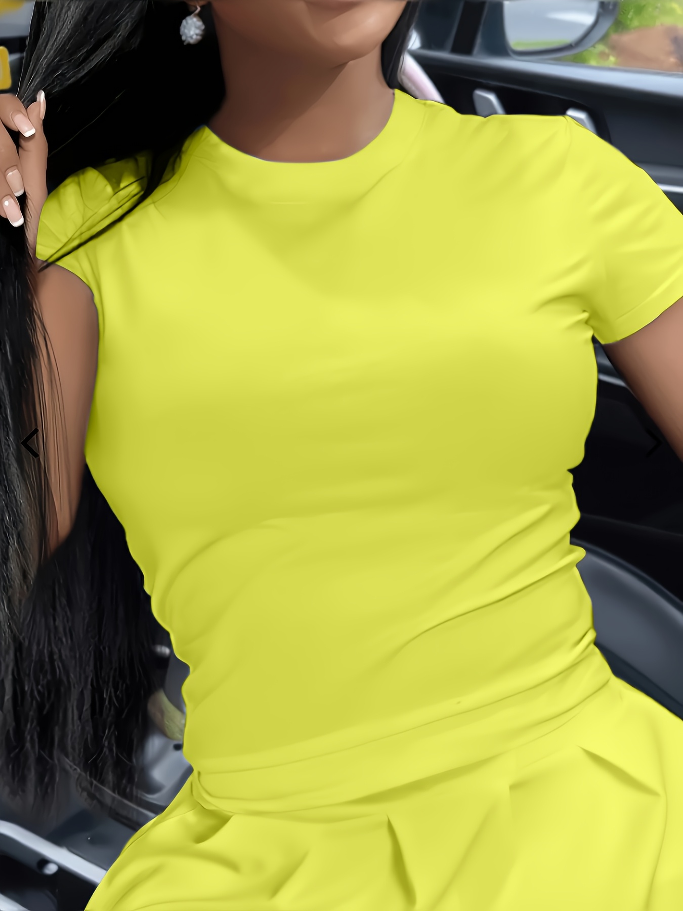 Solid Color Crew Neck T-Shirt, Casual Short Sleeve Top For Spring & Summer, Women's Clothing