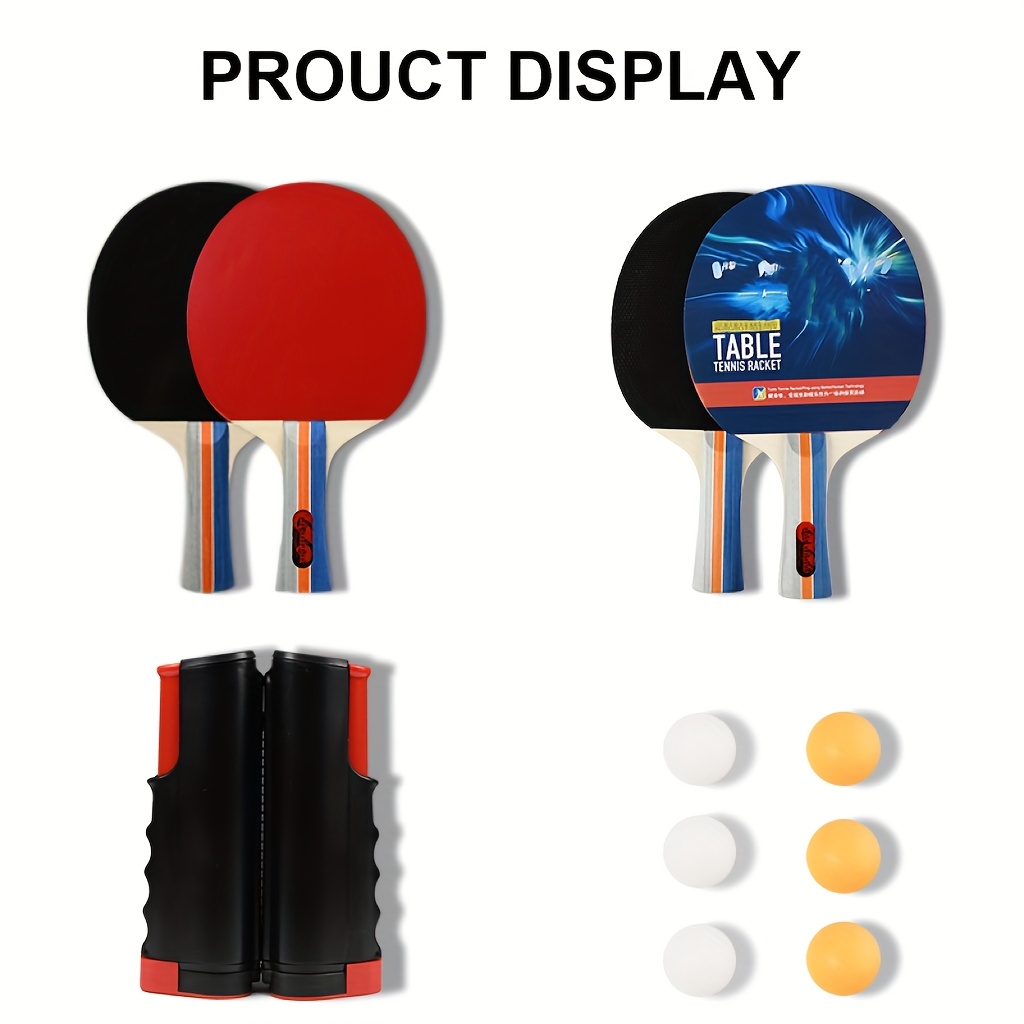 Portable Table Tennis Racket Set with 4 Paddles