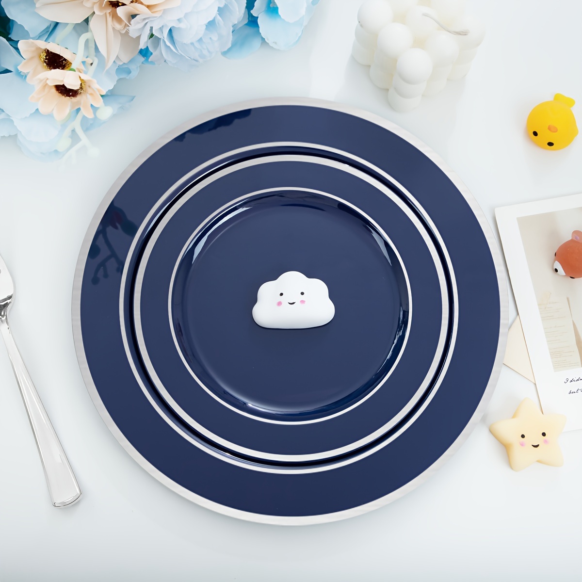 Navy blue disposable plates best sale