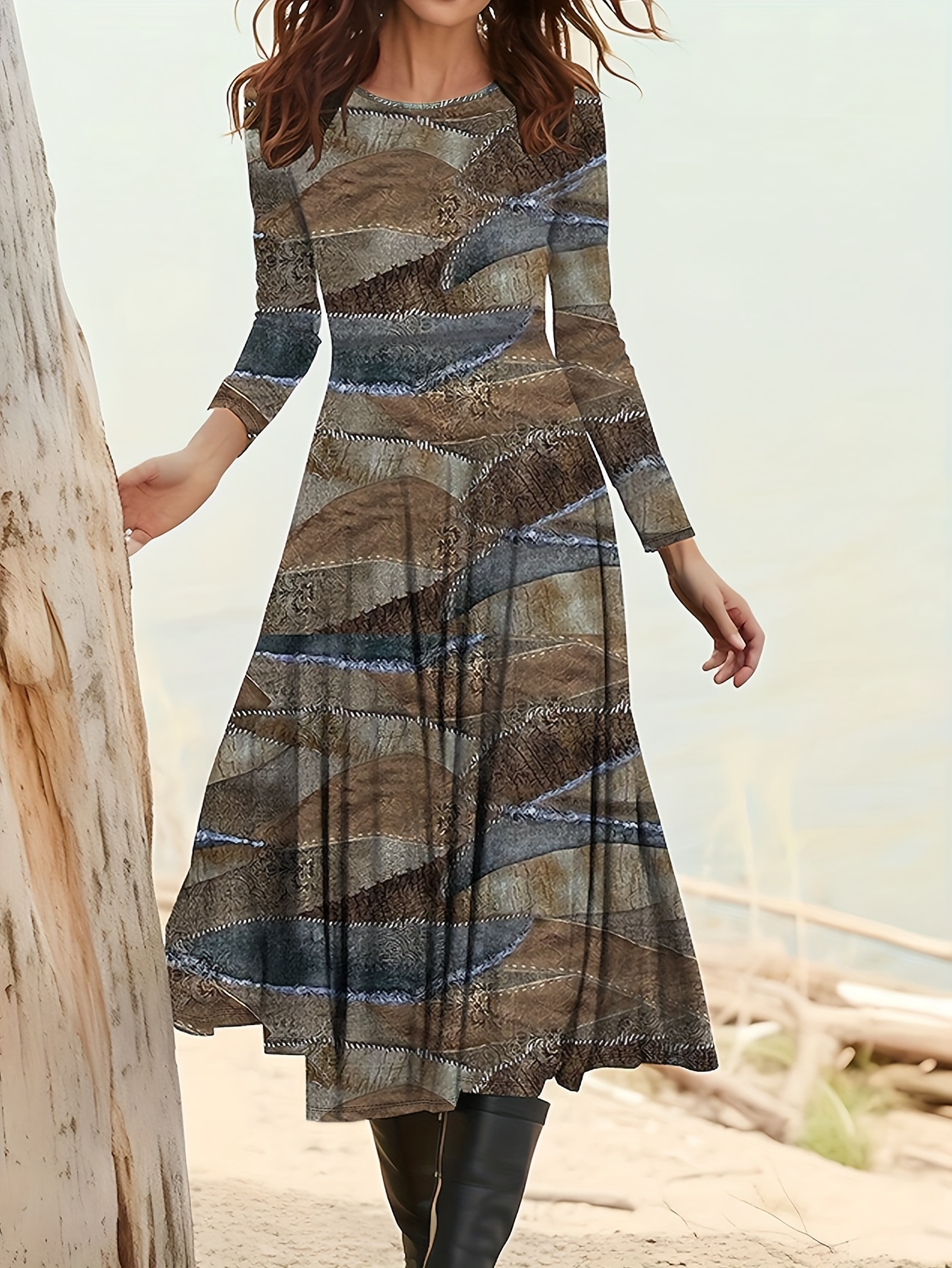 ワンピース Mixed Knitted Fabric Peplum Dress Mixed Knitted Fabric Peplum Dress